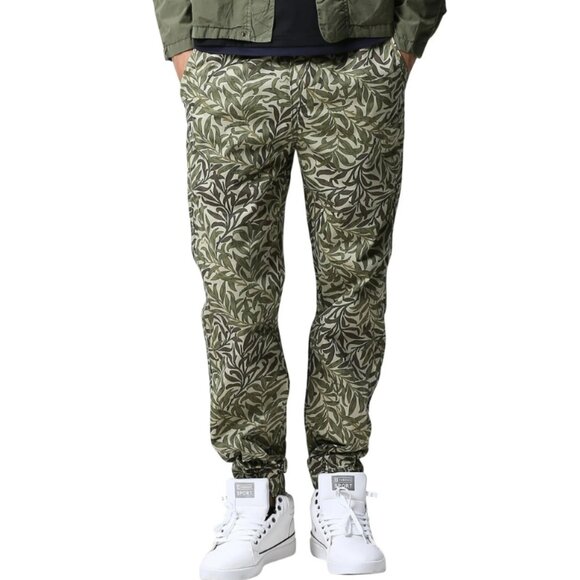 Matchstick NWT Men's Green Max Leaf Print Chino Jogger Pants, Size 36x32 - Picture 1 of 8